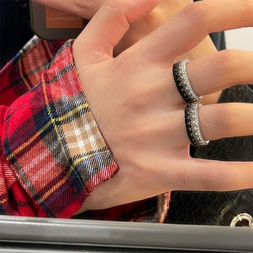 深色閃亮不銹鋼戒指,嘻哈個性街頭潮流戒指男女