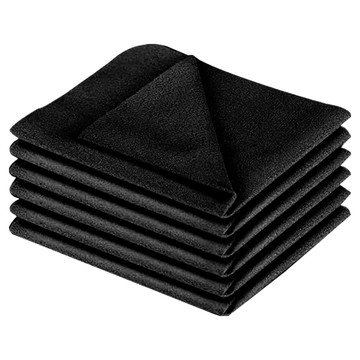 AHOYE 加厚麂皮絨纖維無塵布 18 x 15cm 黑色 適用於相機鏡頭、眼鏡、手機螢幕  6條