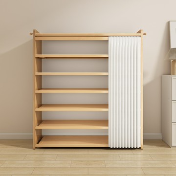 鞋櫃 鞋架 玄關櫃 鞋子收納 免運熱銷 快速出貨 附發票 新款家用多層鞋架子門口樓道實木布簾防塵置物架收納經濟型鞋櫃