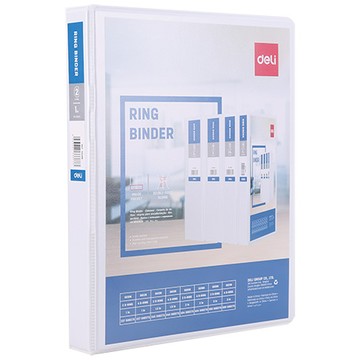 得力Deli封面插頁二孔無耳D型夾/E5610N/白/背寬41mm