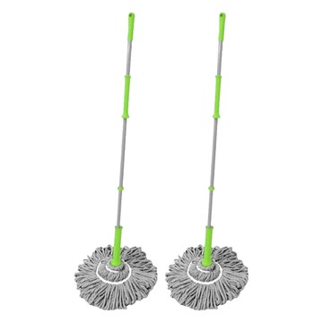 免手洗擰水旋轉拖把 輕鬆給水 一擰即乾 使用方便 懸掛收納設計 不占空間 強效吸水 清潔更高效  2支