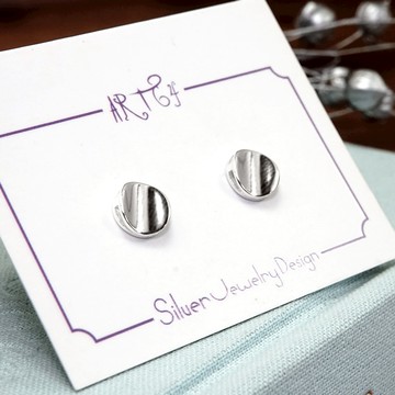 ART64 湖面的波光 圓形弧線 針式 925純銀耳環