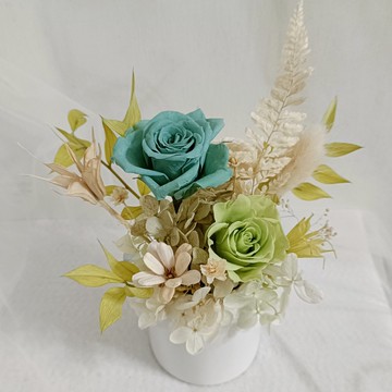 情人節禮物花束開運健康森林白綠永生盆花桌花 母親情人節婚禮物