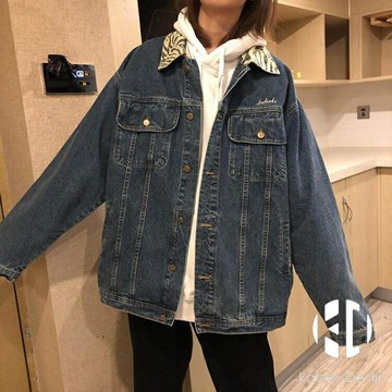 斑馬紋韓版牛仔外套女春季百搭復古港味外套女【聚物優品】