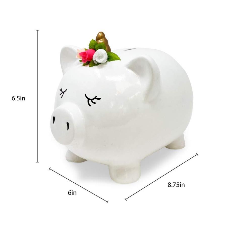 Isaac Jacobs Ceramic Pigicorn Money Bank, Cute Piggy Bank, Princess Unicorn