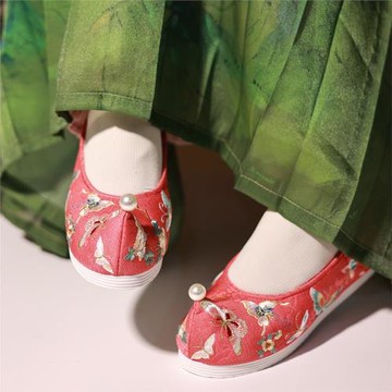 鸞羽仙緣閣x江南朱記漢服鞋【百蝶】系列 內增高弓鞋，登云履布鞋