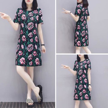 法式復古印花釘珠a字連衣裙女夏季2025新款收腰顯瘦氣質優雅中裙