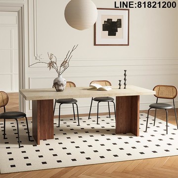 餐桌椅組合 餐桌 餐椅 免運 熱銷 附發票 大理石餐桌 岩板餐桌 實木餐桌 法式復古風實木白蠟木餐桌洞石巖板飯桌現代簡約長方形大戶型桌子 支持訂製