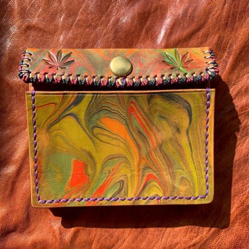 -Weed- 大理石紋皮革 જાળી કામ (macrame) વાલેટ