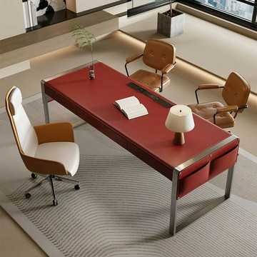 意式輕奢實木老板辦公桌現代簡約設計師款主管辦公室電腦桌工作臺