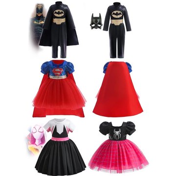 DC拯救世界漫威英雄蜘蛛俠兒童套裝萬圣節女俠超人演出蓬蓬紗裙子