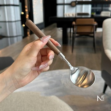 【N.SPACE】胡桃木柄法式餐具 胡桃木餐具  頂級木材 百年耐用  304不鏽鋼 胡桃木湯匙 質感餐具 原木餐具