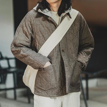 美式復古呢子外套 NON STOCK 絎縫間棉工裝夾克 羊毛呢夾棉外套
