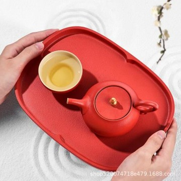 唐宗茶道茶盤圓形家用功夫茶具干泡茶道托盤日式創意四方茶盤中式