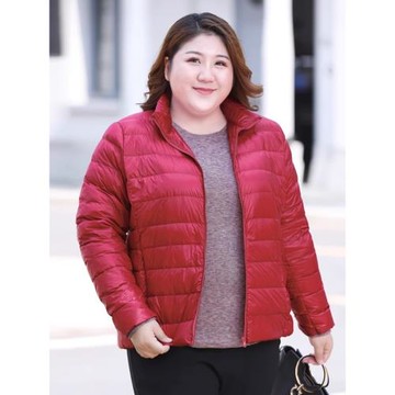 105-240斤輕薄短款羽絨服矮胖女特大碼加肥寬松立領保暖秋冬外套