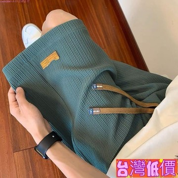 悅裳💎台灣免運💎冰絲休閒短褲男夏季薄款中學生潮牌潮流速乾運動寬鬆大尺碼5分褲男