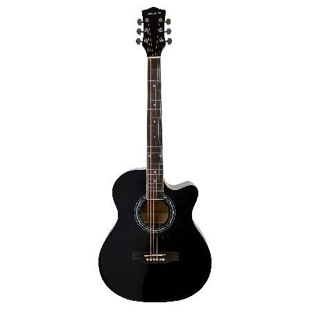 Vault EA-20 Full-Size Cutaway Acoustic Guitar Black Bundle with Gig Bag, Tuner, Picks, Strap, and String Winder並行輸入