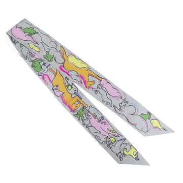 【二手名牌BRAND OFF】HERMES 愛馬仕 灰色 Twilly 絲綢