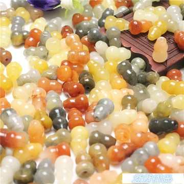 GZXY818-廠商直銷產地直銷9*6mm葫蘆天然黃龍DIY材料大全玉散珠DIY材料大全玉石DIY