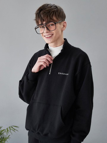 rc half zipup sweatshirt [black]