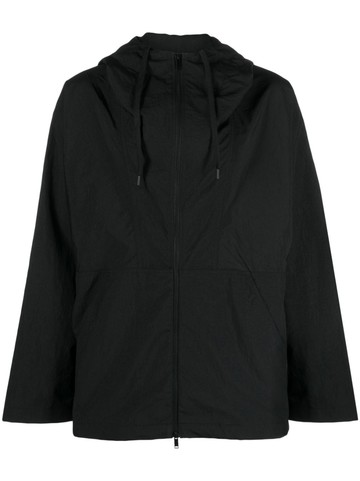 Studio Nicholson - drawstring-hood zipped jacket - men - Recycled Polyamide/Polyamide - XL - Black