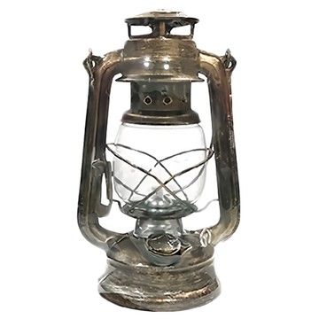 復古煤油燈，鐵材玻璃燈罩棉麻燈芯，尺寸11.5x15.5x高25cm  舊古銅  1個