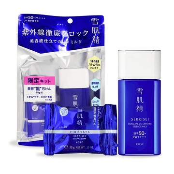 【KOSE 高絲】雪肌精 輕水感UV防曬乳組[防曬乳60g+潔顏皂10g]