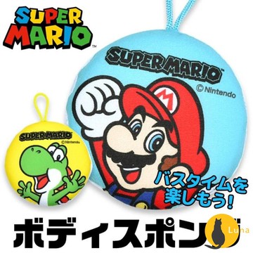 ฅ-Luna小舖-◕ᴥ◕ฅ日本 任天堂 瑪利歐 SUPER MARIO 兒童 洗澡海綿 沐浴海綿 搓澡 Nintendo
