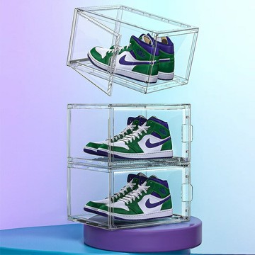 高透鞋盒磁吸防氧化鞋子收納盒帶蓋aj球鞋收納展示鞋柜鞋墻簡約