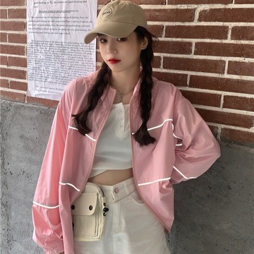 薄款防曬短款外套女春秋年新款韓版寬松休閑學生百搭長袖上衣