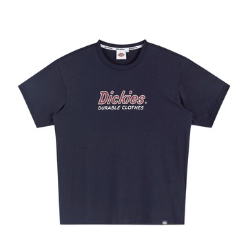 Dickies男女款深夜藍吸濕透氣胸前Logo圖案印花休閒短袖T恤|DK0A881XL18