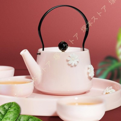 かわいい花柄の茶器5点セット 湯呑 急須 ポット 茶器 オシャレ食器