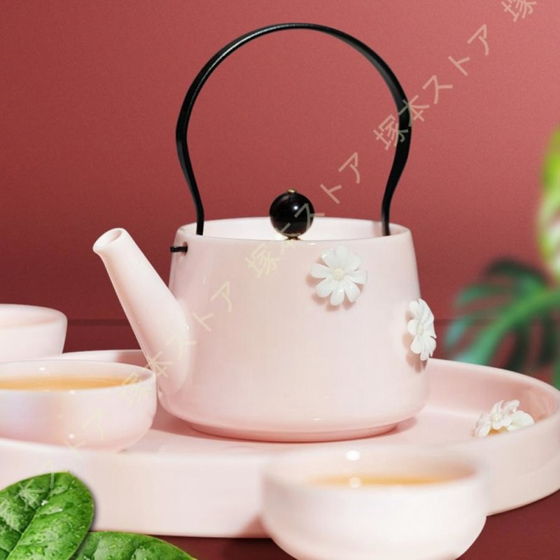 かわいい花柄の茶器5点セット 湯呑 急須 ポット 茶器 オシャレ食器 お洒落 可愛い かわいい 陶器 和食器 食洗機可 業務用 ギフト プレゼント  誕生日 出産祝い | LINEショッピング