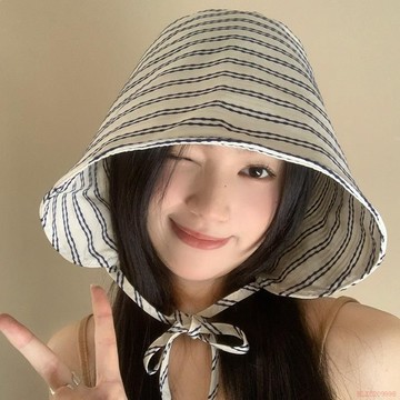 桃園出貨✨環繞時尚式大遮陽帽夏季防曬帽薄款防紫外線檐百搭女條紋漁夫帽子