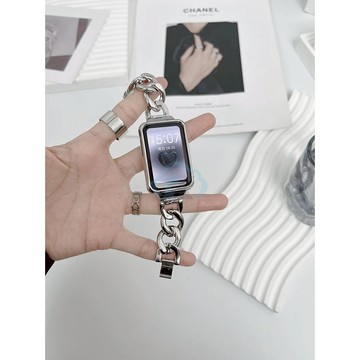 Oppo Watch Free / OPPO 手環 2 金屬牛仔鍊單圈手鍊錶帶配框 智能手錶替換錶帶時尚高級新款