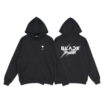 Blackpink x Fragment 藤原浩 小愛心閃電Logo / 胸前字樣 黑 帽T ANBP-06
