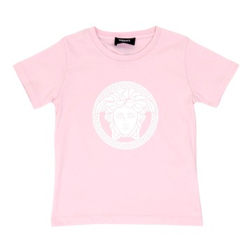YOUNG VERSACE Kids 美杜莎印花粉色短袖 T-Shirt