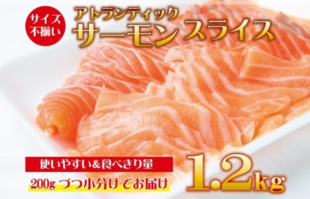 アトランティックサーモン：1.2kg（200g×6）訳あり サイズ不揃い 期間限定