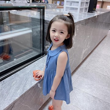 mori🎀mori小童連衣裙2021夏裝新款女童女寶寶洋氣可愛牛仔公主裙無袖背心裙