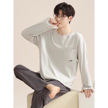 男士睡衣春秋季純棉長袖2025新款簡約高級感休閑男式家居服