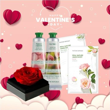 畢業快樂🌹【Nature Republic 】 真粹天然系列滋潤面膜 5入+護手霜2入+戒盒永生花(花禮隨機款式出貨)