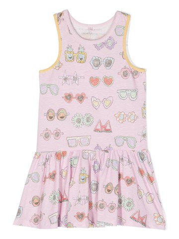 Stella McCartney Kids - Sunglasses-print jersey midi dress - kids - Cotton - 10 - Pink