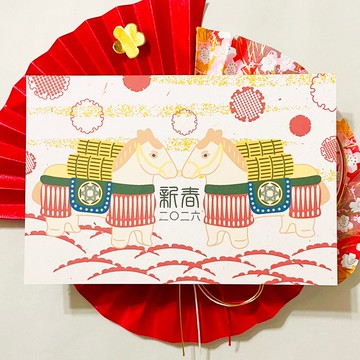 2026 雪輪俵馬 新年賀卡 5張組 新年 馬 龍年 恭賀新禧 賀正 迎春 日本 和風 明信片 十二生肖