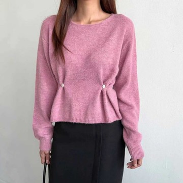 正韓針織上衣 羊毛收腰長袖針織衫BBO1030-創翊韓都