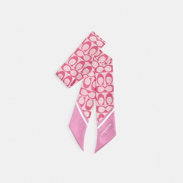 復古經典 SIGNATURE 印花真絲窄版圍巾