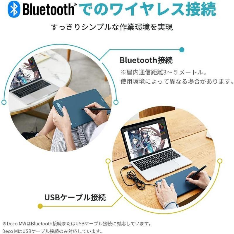 XPPen ペンタブ Deco MW Bluetooth ワイヤレス接続 8x5インチ X3チップ