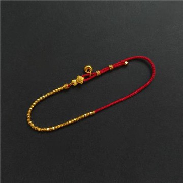 「事事如意」事事如意蹦迪珠編繩手鏈蛇年18k金色本命年紅手繩