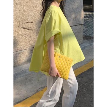 蓬蓬上衣女夏季新款韓版寬松大碼A字型圓領中袖襯衫純棉百搭休閑