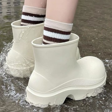 蝦皮熱銷}🚛2025雨鞋女新款厚底短靴可外穿大頭靴防滑防水時尚保暖耐磨雨鞋子