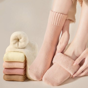 保暖加絨襪 軟絨襪 素色羅紋襪 冬季毛襪 內刷短絨毛襪 蓄溫毛襪 羊絨毛絨襪 抗寒毛襪 羅口中筒毛襪 台灣賣家 台灣出貨